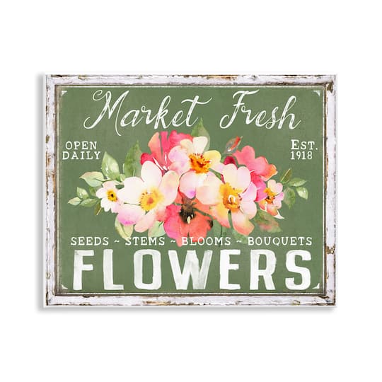 Stupell Industries 11" x 14" Antique Market Fresh Flowers Wall Plaque